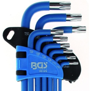 Set 9 chei torx tip L extra-lungi, magnetice + cap cu gaura, T10 - T50 - Img 3