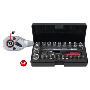 Set chei tubulare 1/4" KS TOOLS, 26 de piese - Img 2