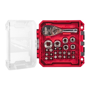 Set compact 25 buc. cu antrenor cu clichet ¼″, biți și chei tubulare în cutie compatibilă PACKOUT™ - Img 3