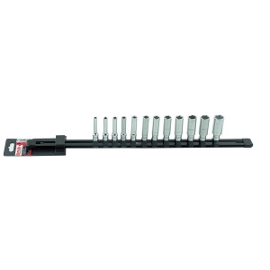 Set MOB 12 capete chei tubulare lungi 1/4” SH pe suport metalic - L 483 mm