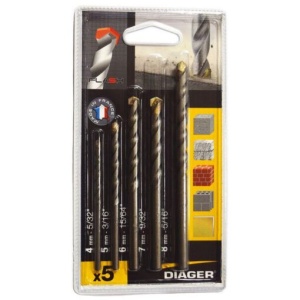Trusa 5 piese burghie Diager cu coada cilindrica pentru masini electrice cu acumulatori 5 piese 4-8mm