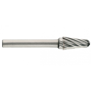 1036701 Freza din carbura de tungsten forma L - conica cu cap rotunjit, tais simplu, tip A, DIM 12, Coada 6
