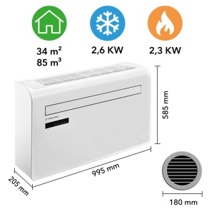 Aparat de aer conditionat de perete Trotec, tip PAC-W2650SH, 2.6 kW, 500m³/h - Img 3