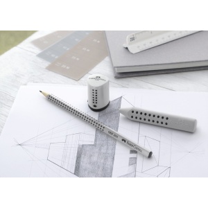 Ascuțitoare plastic simplă cu container mini grip 2001 gri Faber-Castell - Img 2