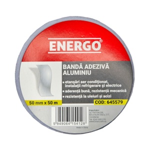 Banda adeziva aluminiu ENERGO BA 2356 latime 50mm L-50m pentru reparatii/montaj/instalatii HVAC - Img 2