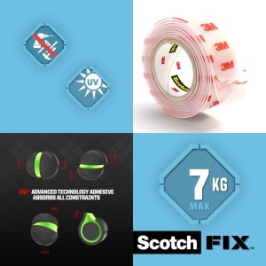 Bandă dublu adezivă transparentă pentru montare, 19 mm x 1,5 m, 3M Scotch-Fix™ - Img 5