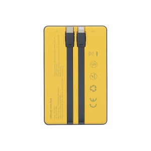 Baterie externă Tellur 10000mAh, USB-C + Lightning cabluri incorporate, QC3.0, PD, galben - Img 3