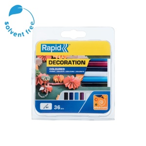 Baton silicon Rapid Decoratiuni Fun to Fix color Clasic (alb, visiniu, bleu, bleumarin, negru), Universal, O7mm x 90mm, baza EVA, 36 buc blister 5001363 - Img 2