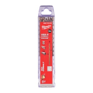 Burghie RED COBALT pentru metal - DIN 338 Milwaukee Ø 4x43x75 mm - set 10 buc - Img 2