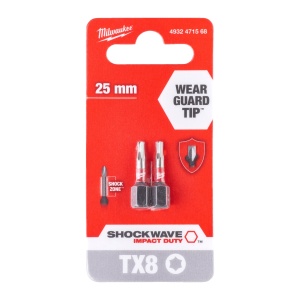 Cap surubelnita Torx (TX) Milwaukee SHOCKWAVE - TX8 x 25 mm - 2 buc - Img 2