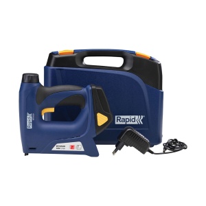 Capsator electric Rapid BTX530 cu acumulator Li-ion kit, pentru tapiterie, forta capsare reglabila, sistem siguranta anti-declansare accidentala, magazie duala, capse Rapid 53, cuie Rapid 8, 5000128