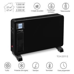 Convector electric Trotec TCH 2312E Design Drept - 2300W, negru, cu telecomanda - Img 2