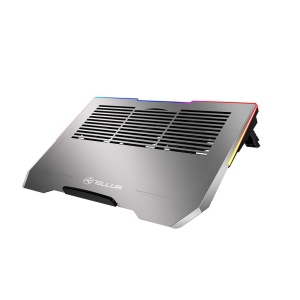 Cooler laptop Tellur Shade, 17", 3 ventilatoare, RGB LED, USB, USB-C, aluminiu, Gri - Img 1