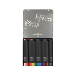 Creioane colorate triunghiulare black edition cutie metal Faber-Castell 24 culori/set - Img 2