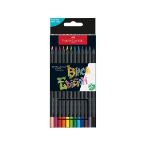 Creioane colorate triunghiulare black edition Faber-Castell 12 culori/set
