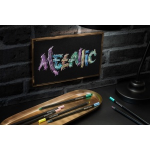 Creioane colorate triunghiulare black edition metalizate Faber-Castell 12 culori/set - Img 4