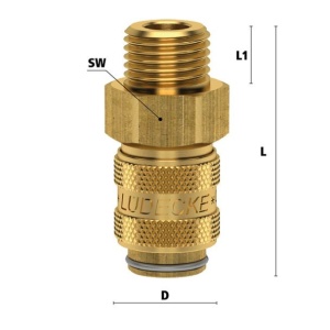 Cupla rapida mini mama Ludecke ESM_14_AAB, DN 5, filet exterior G 1/4", inchidere dubla - Img 2