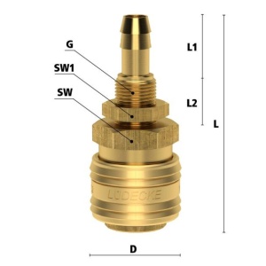 Cupla rapida standard mama Ludecke ES_6_TSV, DN 7.2, furtun 6 mm, piulita M12x1 - Img 2