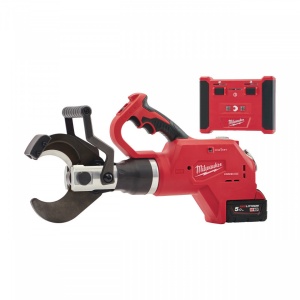 Cutter hidraulic pentru cablu + telecomanda cu acumulator Milwaukee M18 HCC75R-502C, taie cablu Al/Cu ∅ 75 mm, livrat cu acumulatori, valiza