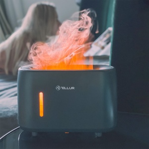 Difuzor aromaterapie Flame Tellur, 240ml, 12 ore, telecomandă, gri - Img 3