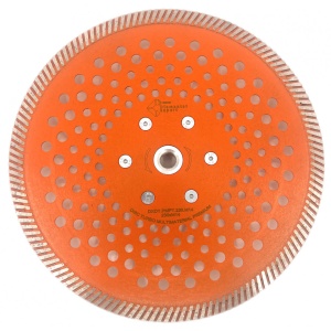Disc diamantat pentru taiat Granit, Piatra, Beton armat, Materiale dure TURBO Laser 230mm cu prindere M14 SUPER PREMIUM - DXDY.PMPT.230.M14