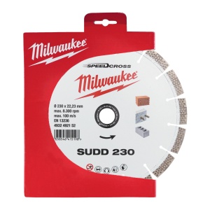 Disc diamantat Speedcross Milwaukee SUDD 230 mm, performanțe excepționale în materiale dure, cum ar fi betonul, pavajele și produsele din zidărie, taiere rapida - Img 2
