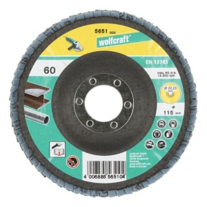 Disc lamelar Wolfcraft 5651000, granulatie 60, profil convex, zirconiu, 115X22.23 mm - Img 2