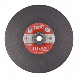 Disc taiat metal/inox Milwaukee PRO+ 355x2.5 mm, interior 25.4 mm