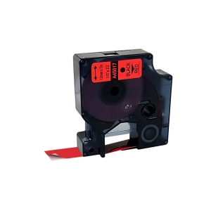 Etichete 12mm x 7m negru rosu compatibile Dymo S0720570 45017, pentru gama Dymo Labelamanger si Aimo D1600