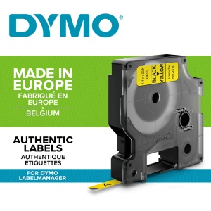 Etichete CD DVD DYMO LabelManager D1 6mm x 7m negru galben S0720790 43618 - Img 2