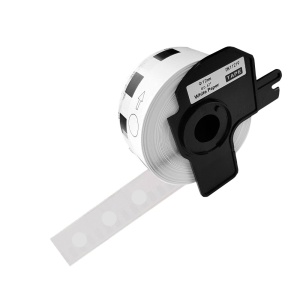 Etichete rotunde DK-11219 albe O12mm suport plastic inclus compatibile Brother DK-11219 DK11219