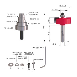 Freza pentru caneluri si faltuire Milwaukee S8, 34,9/0-12,7mm - Img 2
