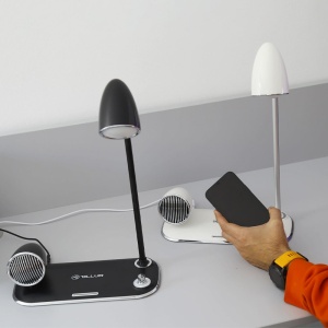 Încărcător wireless birou Tellur, 15W, Boxă Bluetooth 5W, Lampă de birou, Tellur Nostalgia, Negru - Img 5