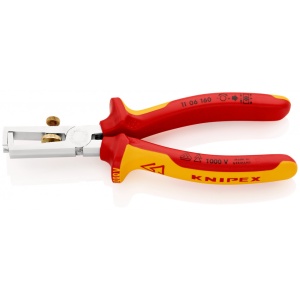 KNIPEX 11 06 160 Clește dezizolator Cu arc de deschidere, universal izolate, cu manere multicomponent, testate VDE cromat 160 mm