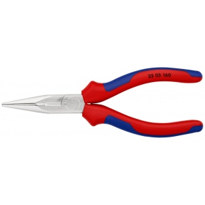 KNIPEX 25 05 160 Clește plat-rotund cu tăiș (patent cu cioc drept) cu manşoane multicomponent cromat 160 mm - Img 3