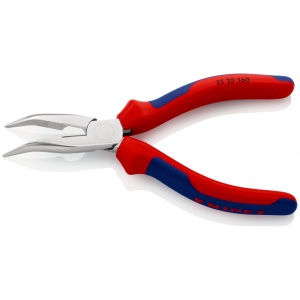 KNIPEX 25 25 160 Clește plat-rotund cu tăiș (patent cu cioc drept) cu manşoane multicomponent cromat 160 mm - Img 2