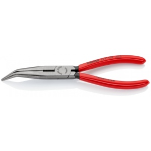 KNIPEX 26 21 200 Clește plat-rotund cu tăiș (patent cu cioc angular) acoperite cu plastic vopsit negru 200 mm