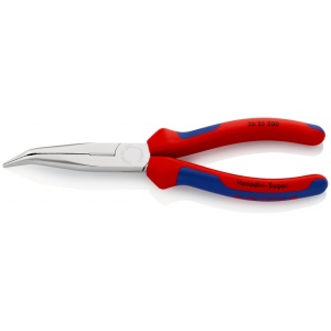 KNIPEX 26 25 200 Clește plat-rotund cu tăiș (patent cu cioc angular) cu manşoane multicomponent cromat 200 mm