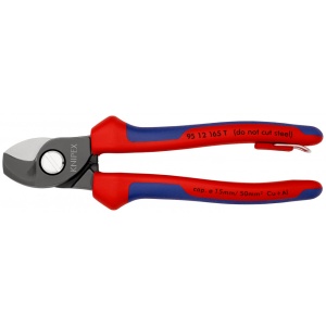 KNIPEX 95 12 165 T Foarfece de tăiat cabluri cu manşoane multicomponent, cu cârlig de fixare integrat pentru montarea unei siguranţe împotriva căderii brunat 165 mm - Img 3