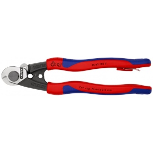 KNIPEX 95 62 190 T foarfece de tăiat cabluri de sârmă forjat cu manşoane multicomponent, cu cârlig de fixare integrat pentru montarea unei siguranţe împotriva căderii 190 mm - Img 3