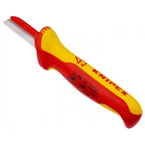 KNIPEX 98 54 Cuțit de tăiat cabluri mâner izolator multicomponent, testat de VDE 190 mm - Img 3