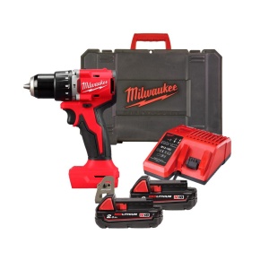 M18 BLPDRC-202C Mașină de găurit compactă, cu percuție și motor fără perii, 2 baterii 2Ah, incarcator, cuplu 60.5 Nm