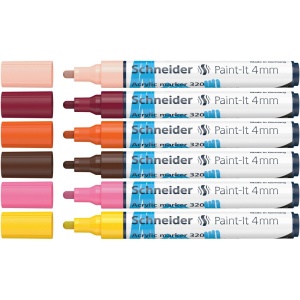 Marker cu vopsea acrilică Paint-It 320 4 mm Schneider 6 buc/set3 - Img 2