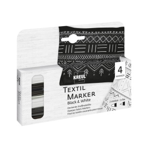 Marker textile Kreul Opak alb-negru 4/set