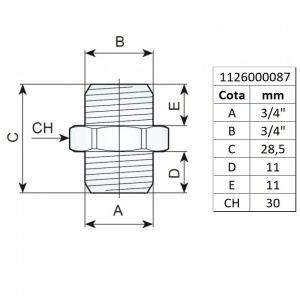 Niplu cu filet 3/4" - 3/4", tip 290/11 - Img 2
