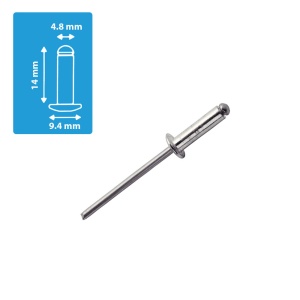 Nituri Standard Rapid diametru 4.8mm x 14mm, aluminiu, 100buc set, 5000381 - Img 2