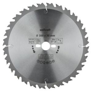 Panza pentru fierastrau circular de masa Wolfcraft 6662000, diametru 300 mm, diametru interior disc 30 mm, latime taiere 3.2 mm, 28 dinti, seria verde. - Img 1