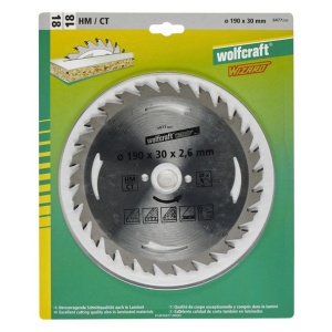 Panza pentru fierastrau circular Wolfcraft 6477000, diametru 190 mm, diametru interior disc 30 mm, latime taiere 2.6 mm, 28 dinti, seria argintie. - Img 2