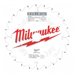 Pânze pentru fierăstrău tăieri înclinate Milwaukee (Nr. dinți: 24, Diametru interior disc (mm): 30, Diametrul exterior al pânzei (mm): 216, Lățime tăiere (mm): 2.4) - Img 1