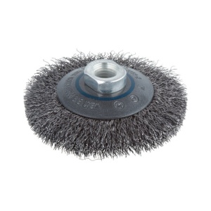 Perie Wolfcraft 2705000, tip disc conic, D 100 mm, pentru polizoare unghiulare, filet M14 sarma ondulata - Img 1